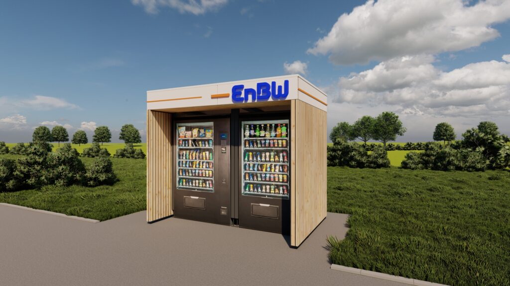 In Neudietendorf entshet neben 24 Schnelladepunkten auch ein Snackautomat für die Kund: innen. (Bild: EnBW)