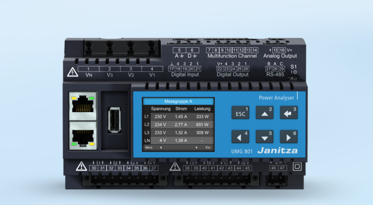 Mit dem Firmware-Update 1.7.4 bekommt das UMG 801 ein größeres Funktions-Upgrade. (Bild: Janitza electronics GmbH)