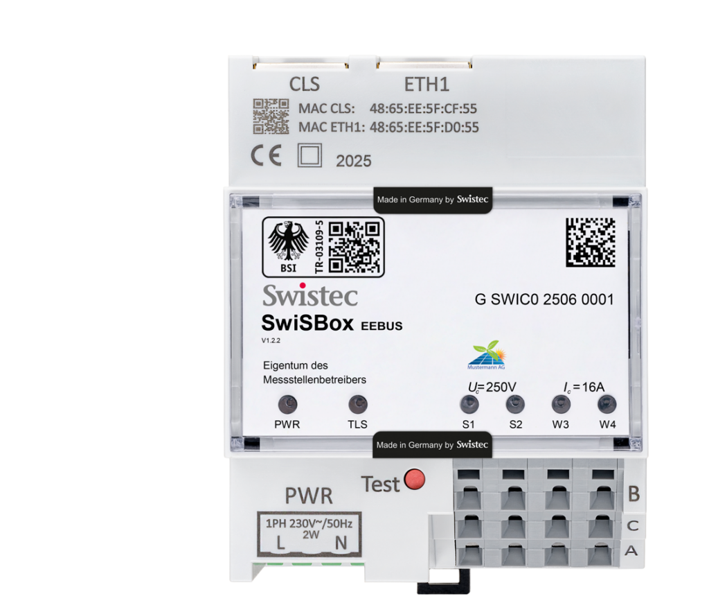 Die BSI-zertifzierte Steuerbox SwiSBox EEBUS. (Bild: Swistec GmbH)