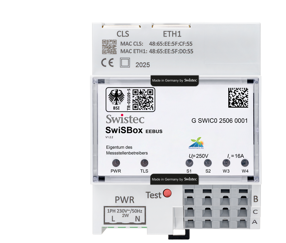 Die BSI-zertifzierte Steuerbox SwiSBox EEBUS. (Bild: Swistec GmbH)